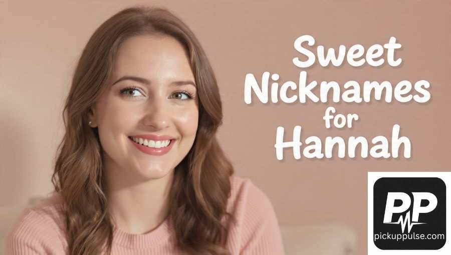 A realistic soft-tone portrait of a kind-looking woman, gentle smile, warm sunlight, romantic pastel background, emotional and heart-touching mood, cinematic realism, DSLR-quality photography, shallow depth of field, natural skin texture, professional lighting, ultra-realistic, lifestyle photography style. ADD TEXT ON IMAGE: - Text content: "Sweet Nicknames for Hannah" - Text style: bold, playful, modern rounded font - Text placement: top right corner (top offside) - Text color: white with soft shadow for visibility Nicknames for Hannah