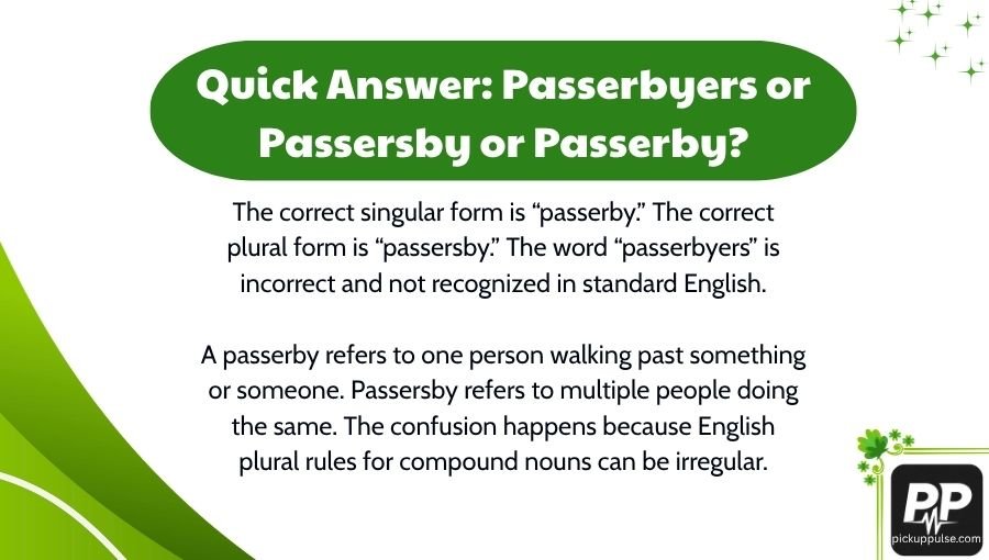 Passerbyers or Passersby or Passerby