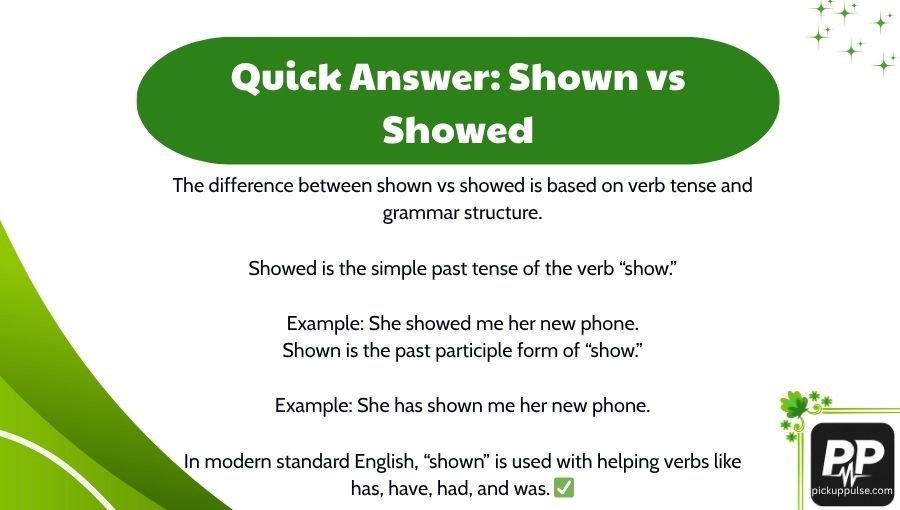 Shown vs Showed